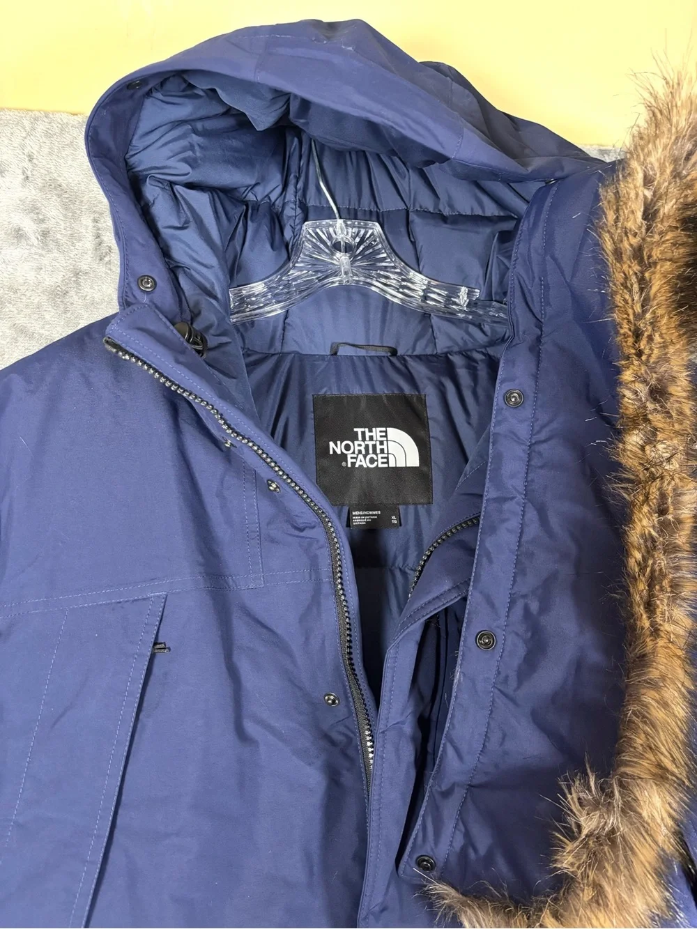 NEW North Face Mens XL McMurdo Parka Puffer Jacket Blue Fur Hood Winter Coat Ski